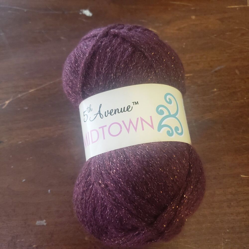 NEW 5th Avenue Midtown sparkly fashion yarn Color Cabernet @1.75 oz  @131 yds